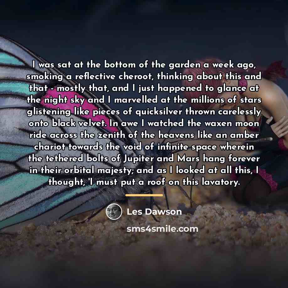 “I was sat at the bottom of the garden a…” quote by Les Dawson