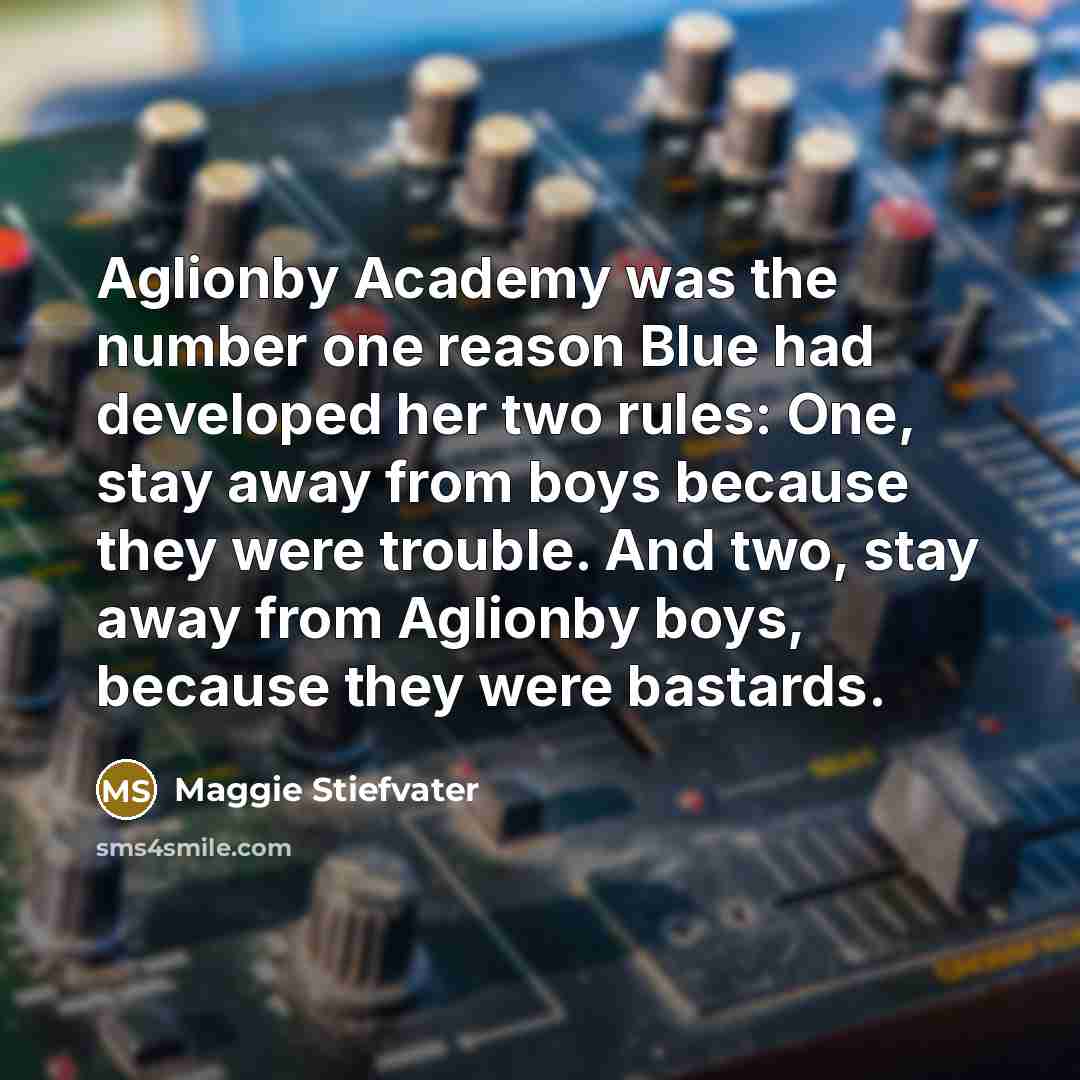“Aglionby Academy was the number one reason Blue had developed…” quote by Maggie Stiefvater