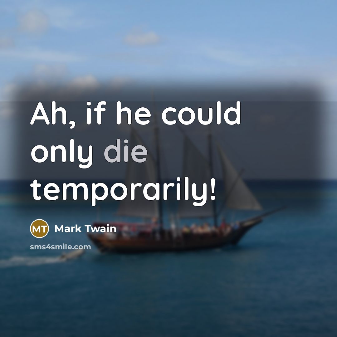 “Ah, if he could only die temporarily!” quote by Mark Twain