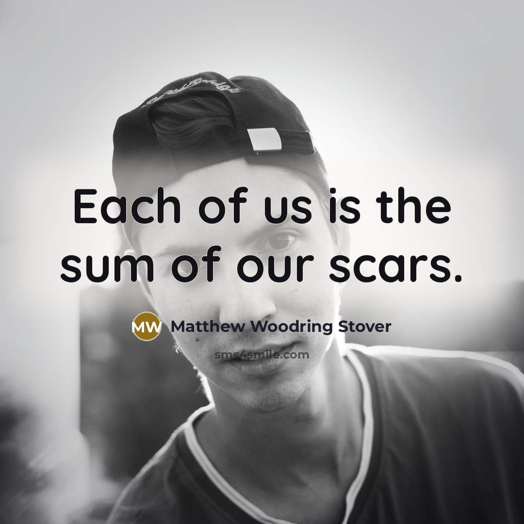 “Each of us is the sum of our scars.…” quote by Matthew Woodring Stover