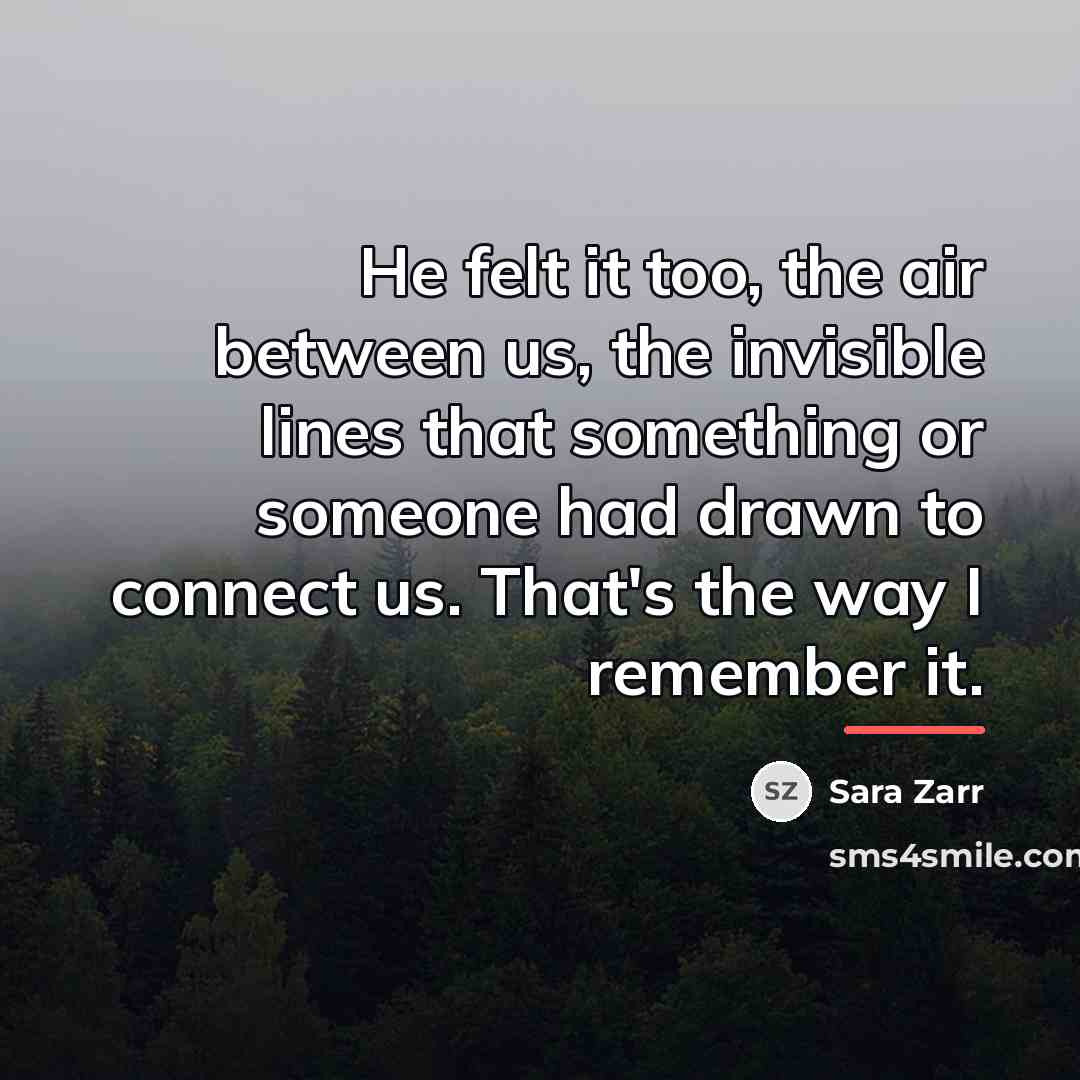 “He felt it too, the air between us, the invisible…” quote by Sara Zarr