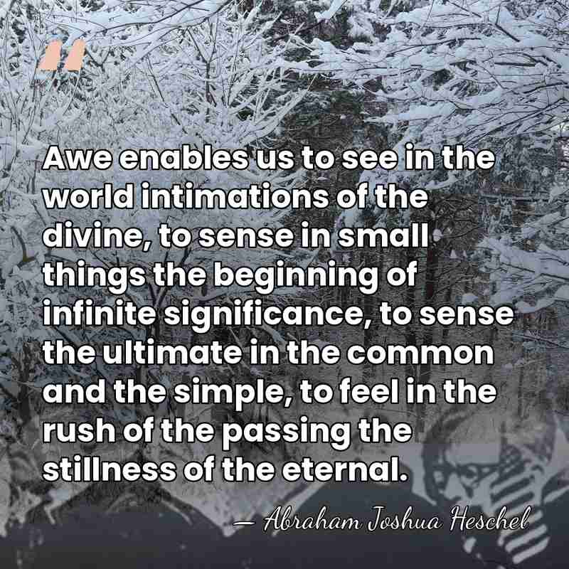 Awe enables us to see in the world intimations of the divine,&hellip; - Abraham Joshua Heschel