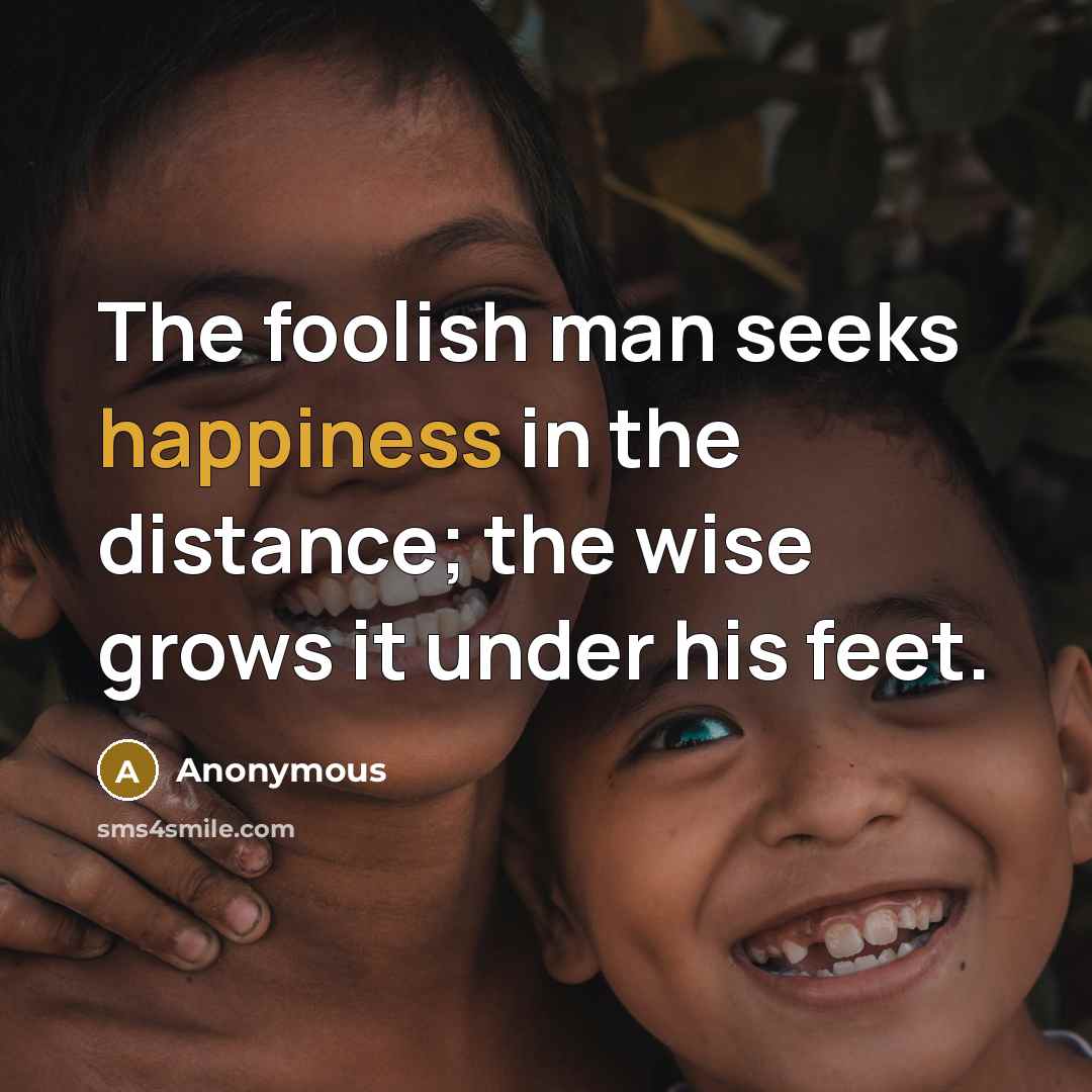 “The foolish man seeks happiness in the distance; the wise…” quote by Anonymous