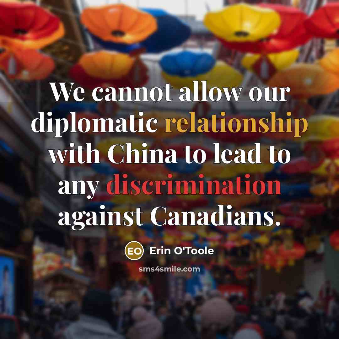 “We cannot allow our diplomatic relationship with China to lead to any discrimination against Canadians.” quote by Erin O'Toole