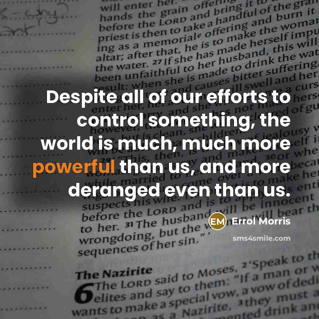 “Despite all of our efforts to control something, the world…” quote by Errol Morris