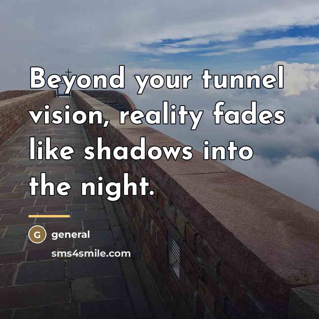 “Beyond your tunnel vision, reality fades like shadows into the…” quote by General