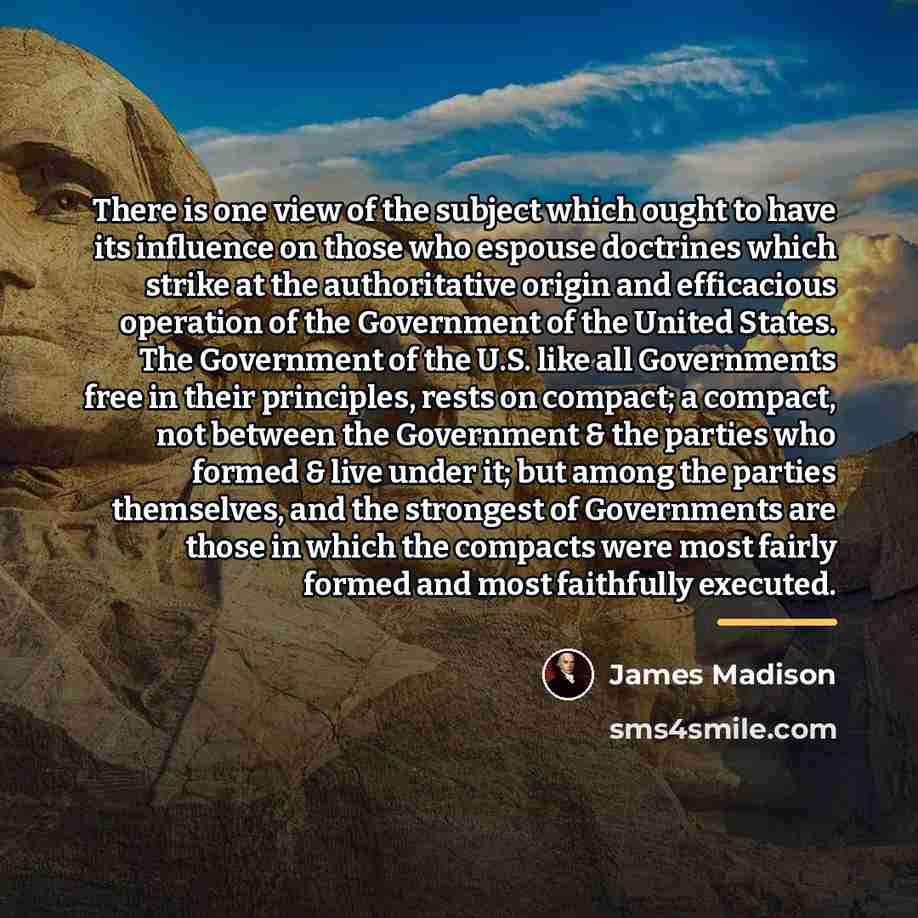 “There is one view of the subject which ought to…” quote by James Madison