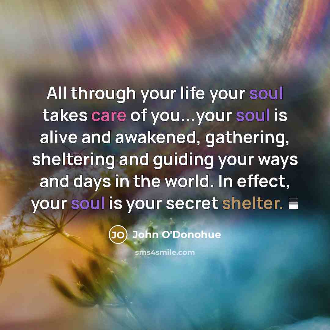 “All through your life your soul takes care of you...your…” quote by John O'Donohue