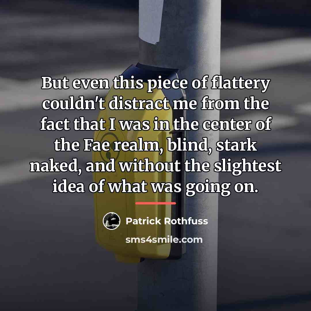 “But even this piece of flattery couldn't distract me from…” quote by Patrick Rothfuss