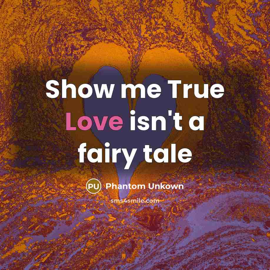 “Show me True Love isn't a fairy tale” quote by Phantom Unkown