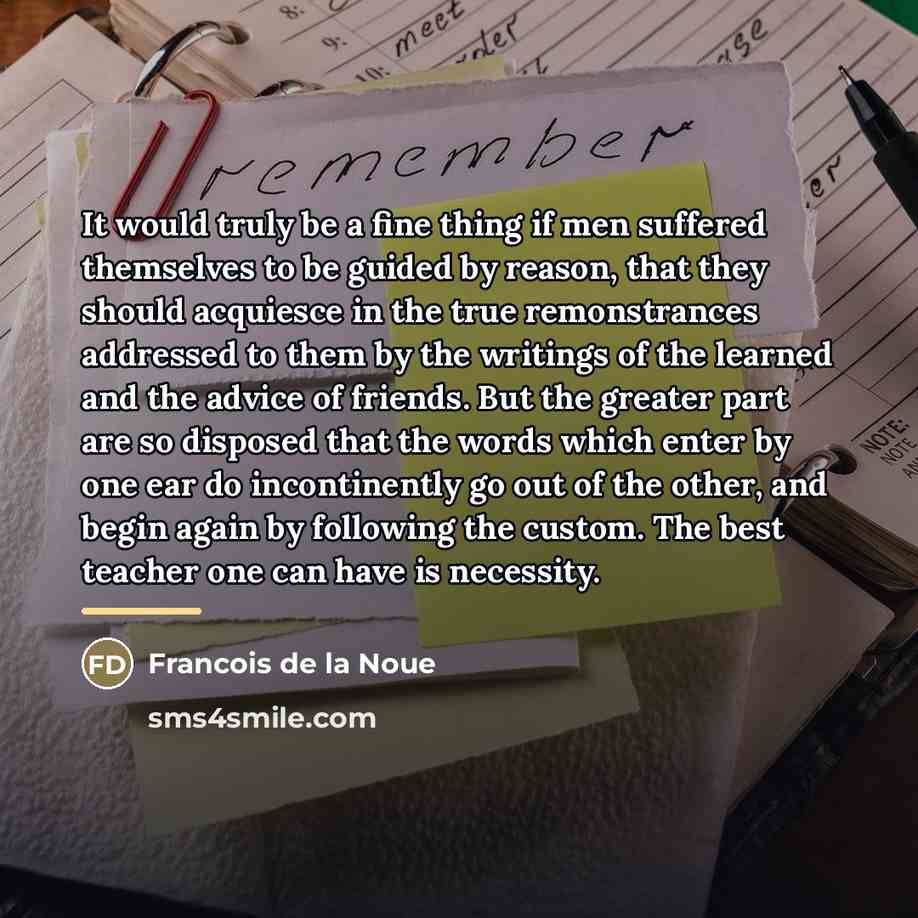 “It would truly be a fine thing if men suffered…” quote by Francois de la Noue