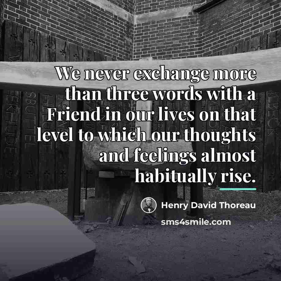 “We never exchange more than three words with a Friend…” quote by Henry David Thoreau