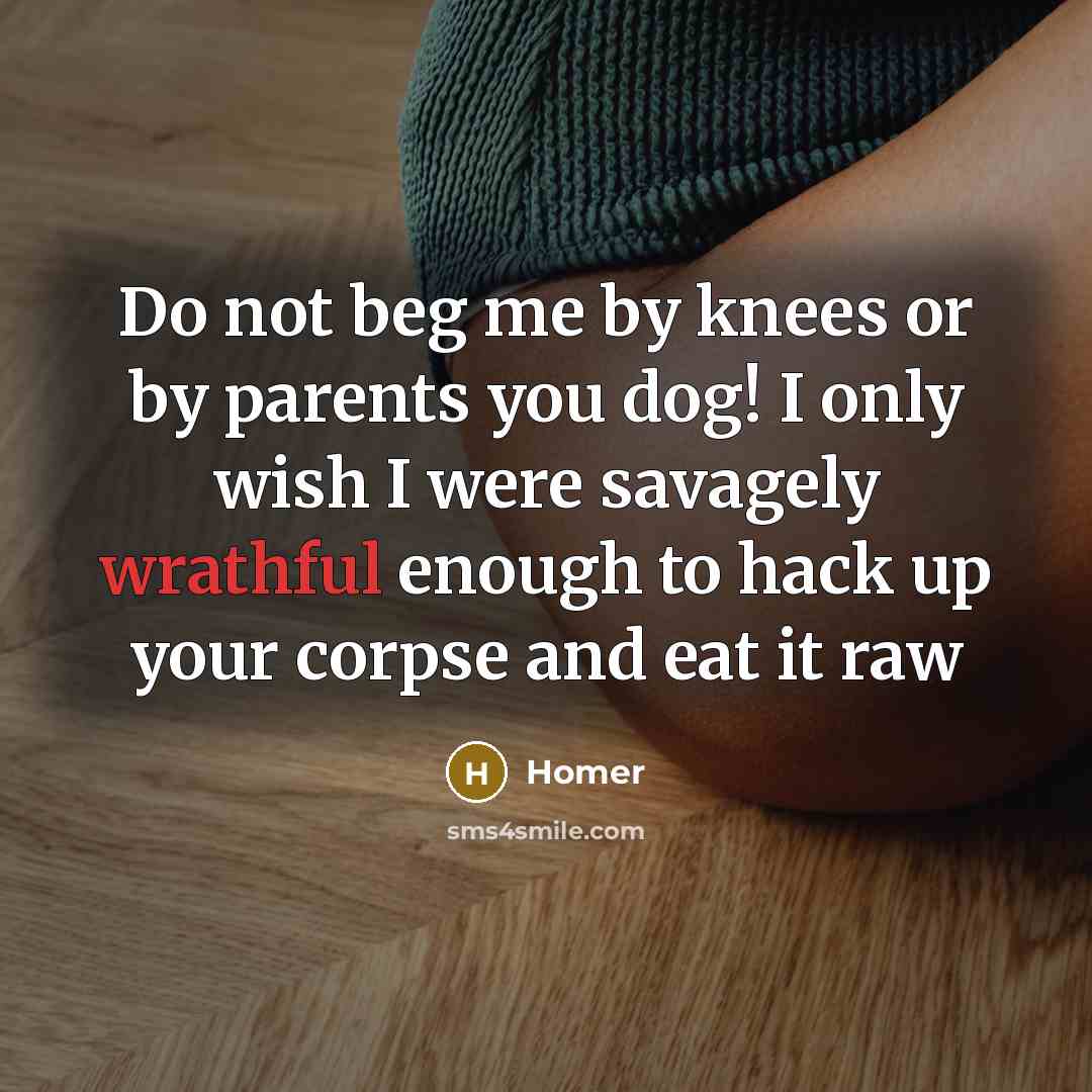“Do not beg me by knees or by parents you…” quote by Homer