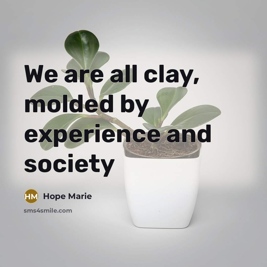 “We are all clay, molded by experience and society” quote by Hope Marie