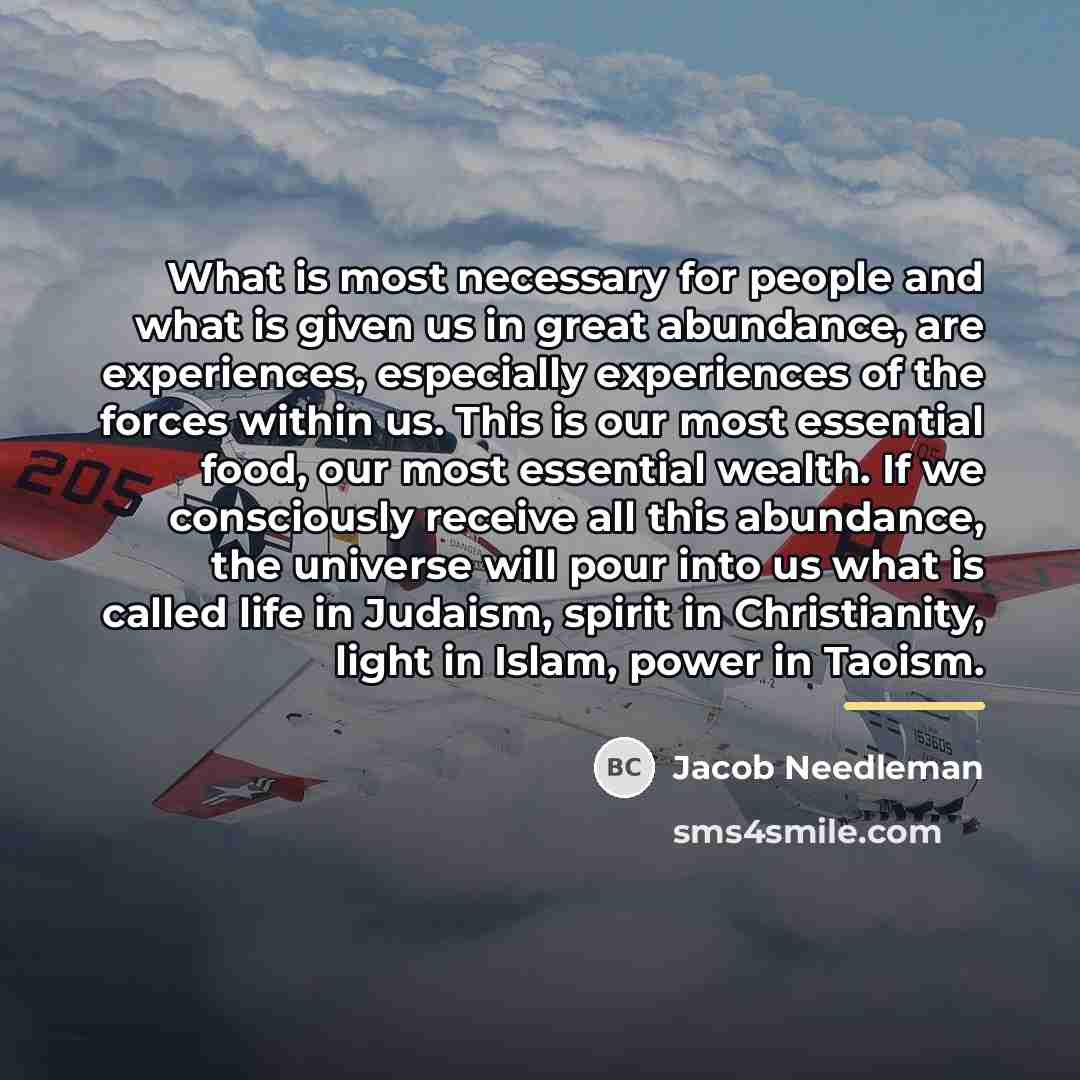 “What is most necessary for people and what is given…” quote by Jacob Needleman