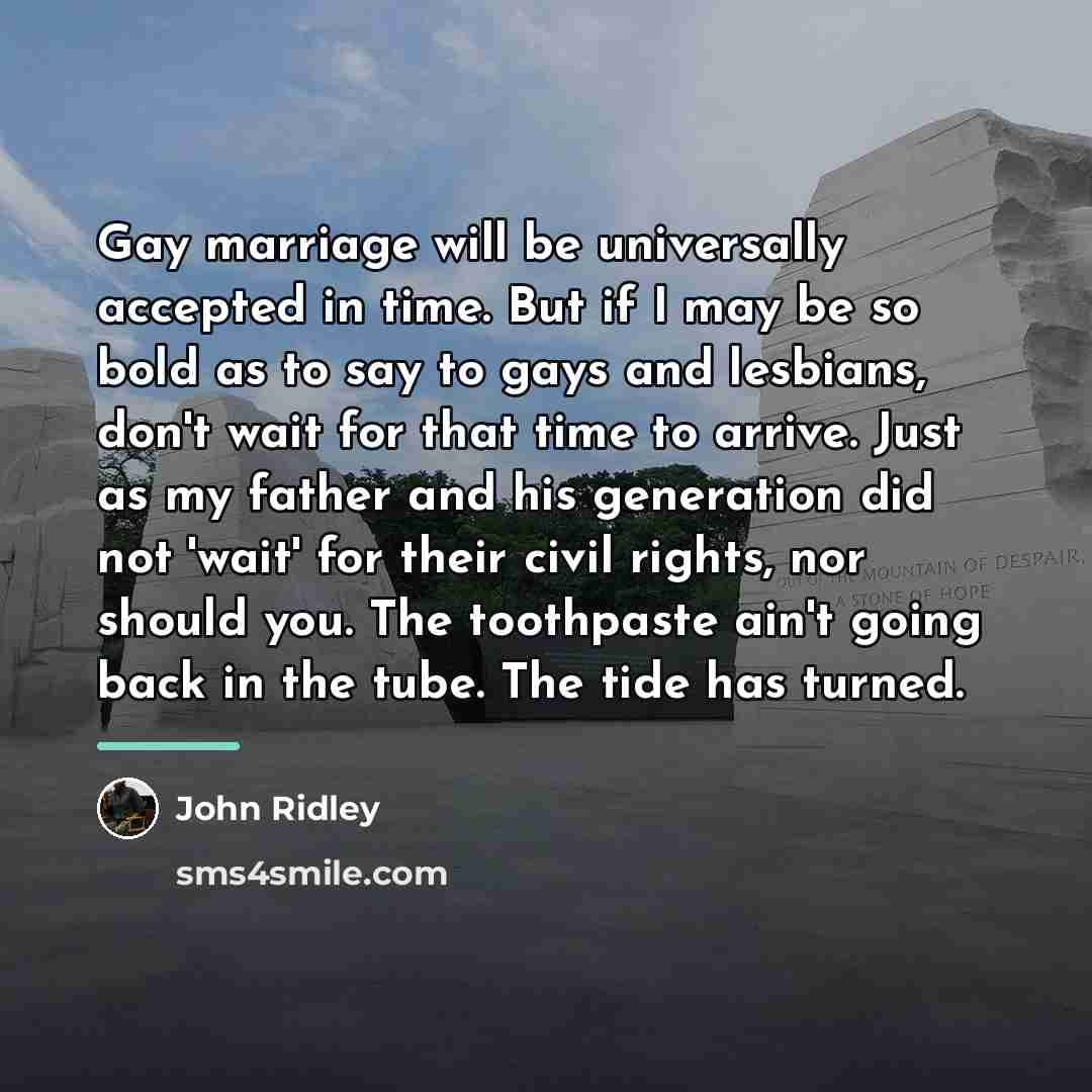 “Gay marriage will be universally accepted in time. But if…” quote by John Ridley