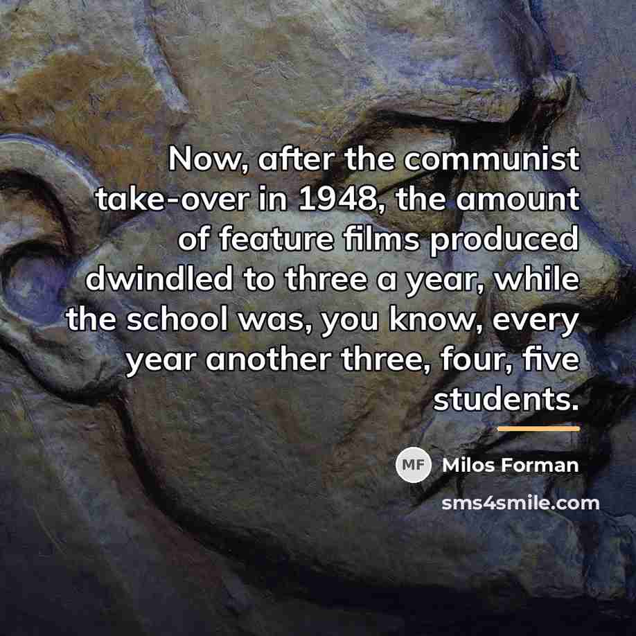 “Now, after the communist take-over in 1948, the amount of…” quote by Milos Forman