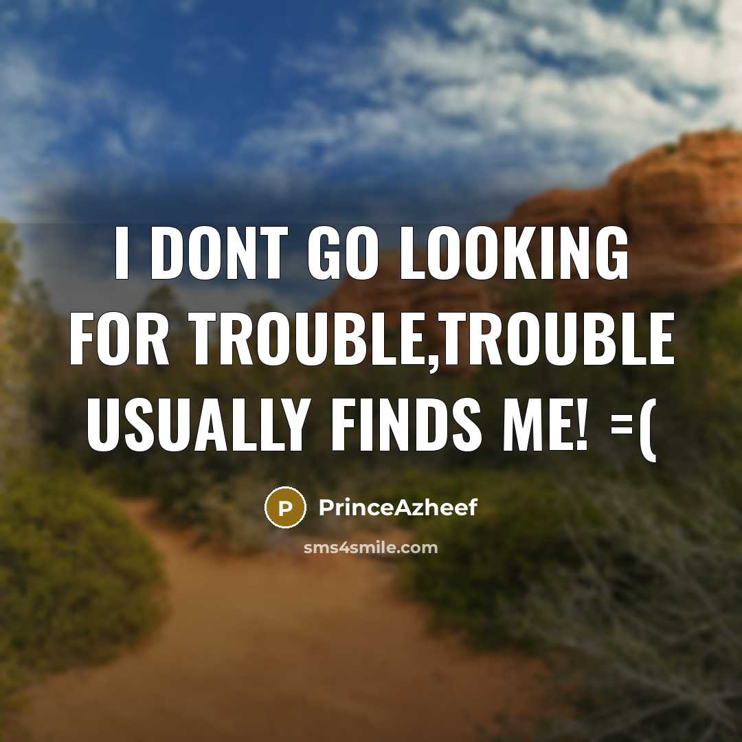 “I dont go looking for trouble,trouble usually finds me! =(…” quote by PrinceAzheef