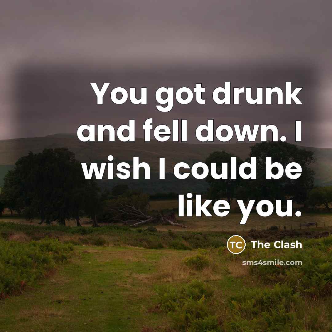 “You got drunk and fell down. I wish I could…” quote by The Clash