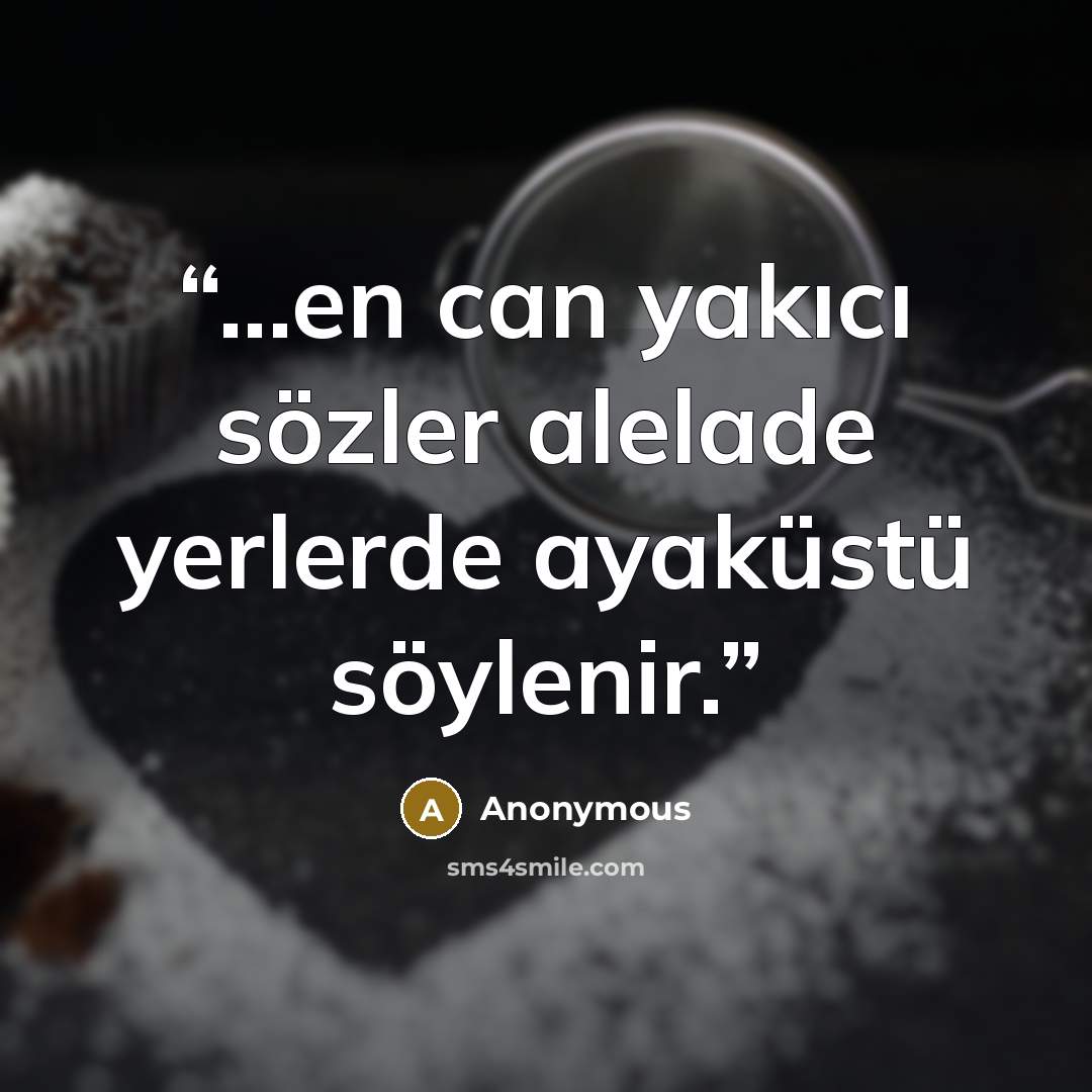 “...en can yakıcı sözler alelade yerlerde ayaküstü söylenir.” quote by Anonymous