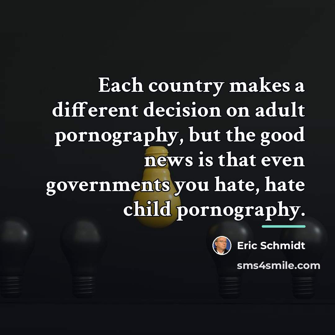 “Each country makes a different decision on adult pornography, but…” quote by Eric Schmidt