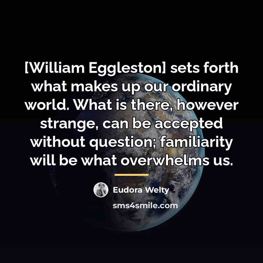 “[William Eggleston] sets forth what makes up our ordinary world.…” quote by Eudora Welty