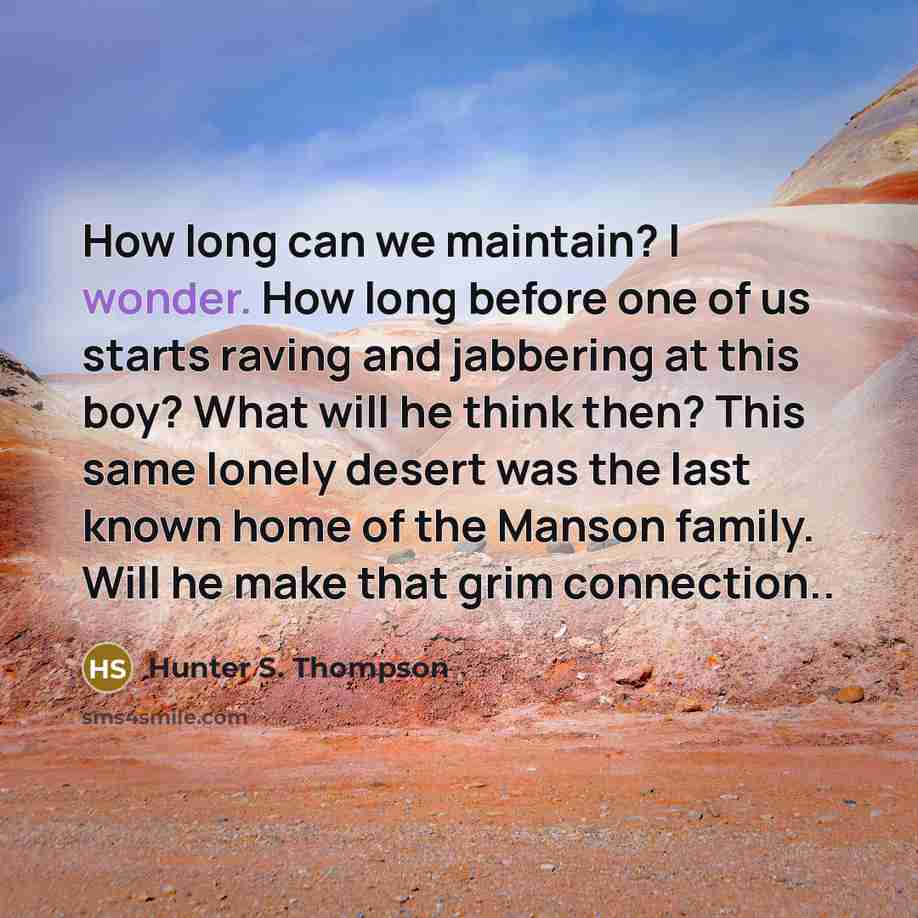 “How long can we maintain? I wonder. How long before…” quote by Hunter S. Thompson
