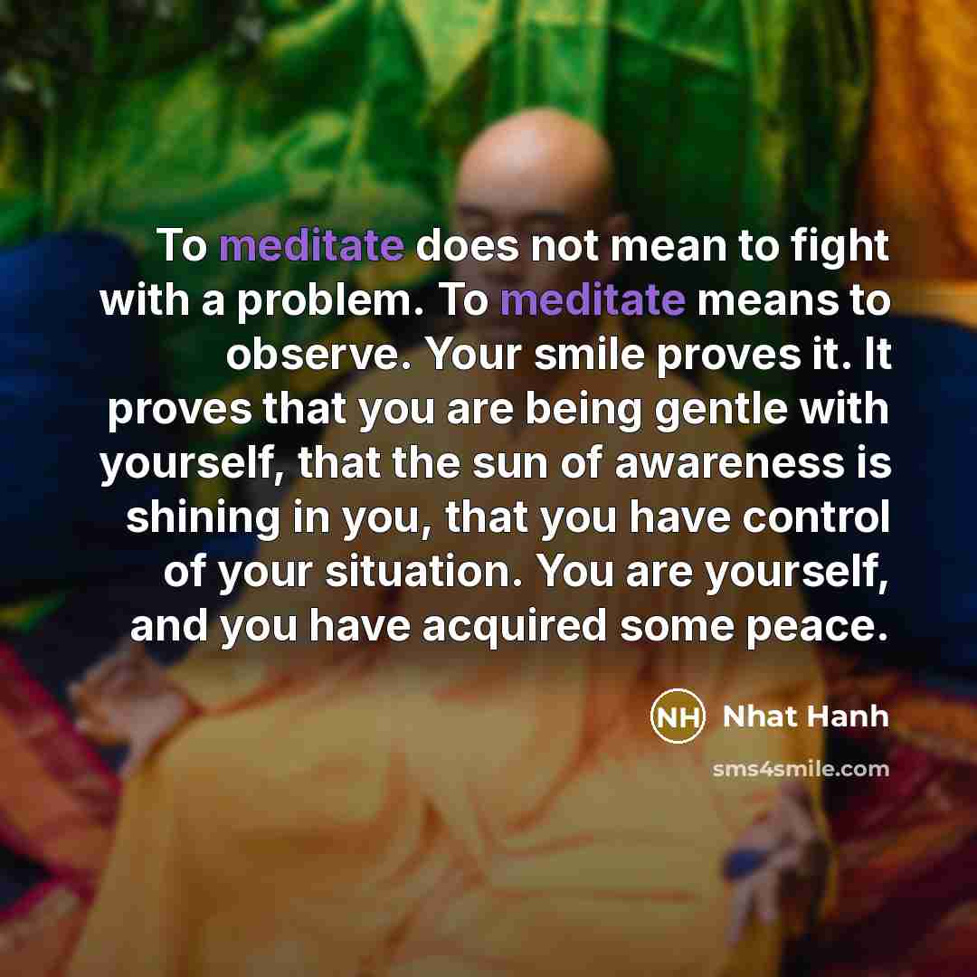 “To meditate does not mean to fight with a problem.…” quote by Nhat Hanh