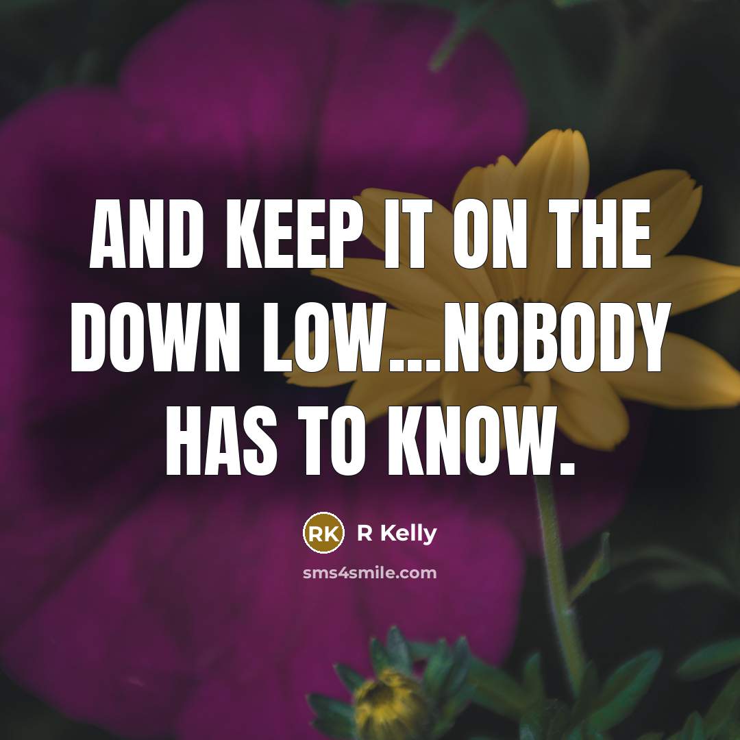 “And keep it on the down low...Nobody has to know.…” quote by R Kelly