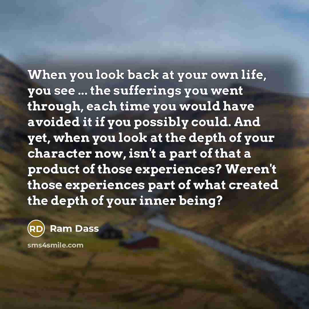 “When you look back at your own life, you see…” quote by Ram Dass