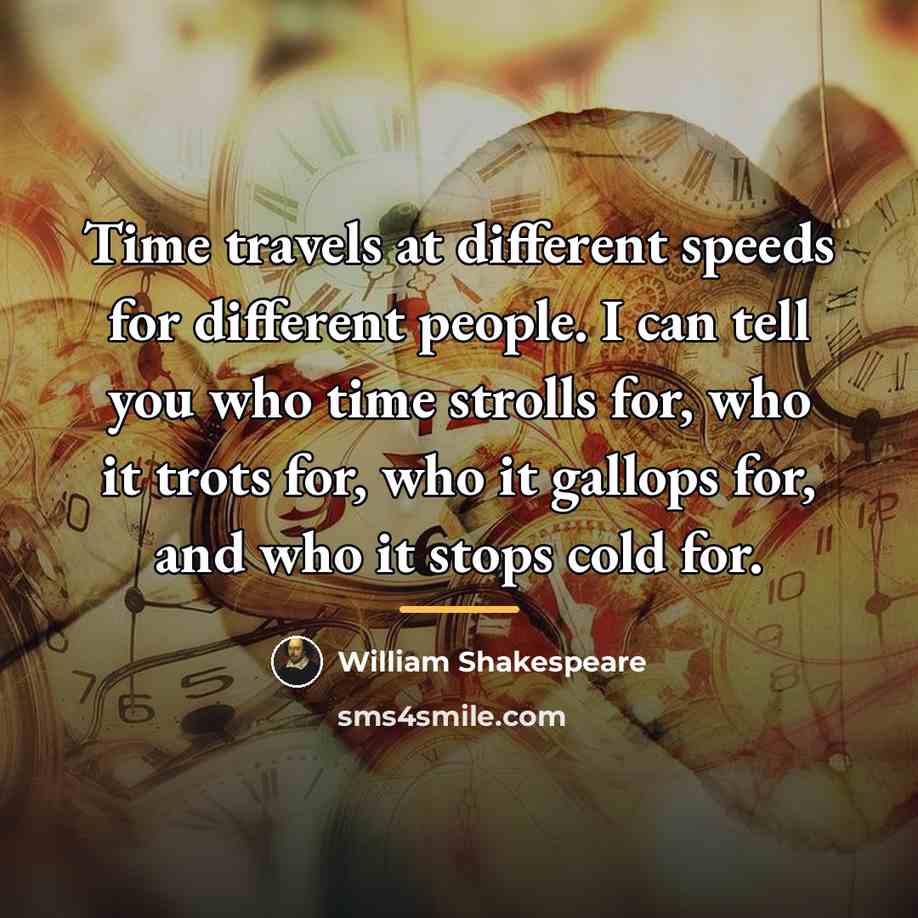 “Time travels at different speeds for different people. I can…” quote by William Shakespeare