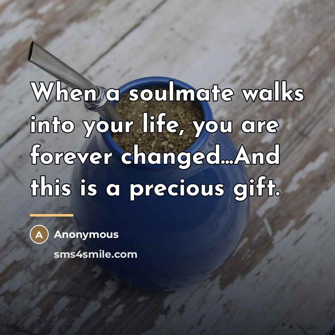 “When a soulmate walks into your life, you are forever…” quote by Anonymous