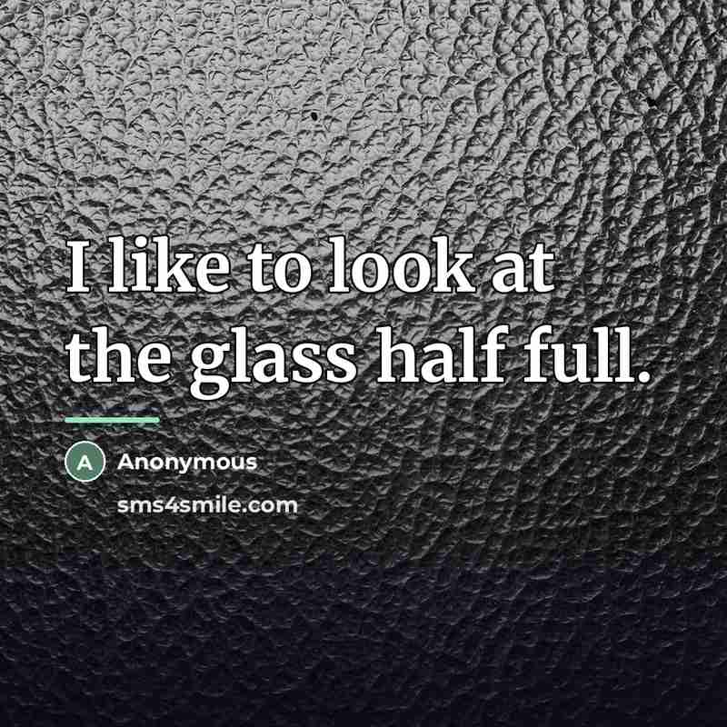 “I like to look at the glass half full.…” quote by Anonymous