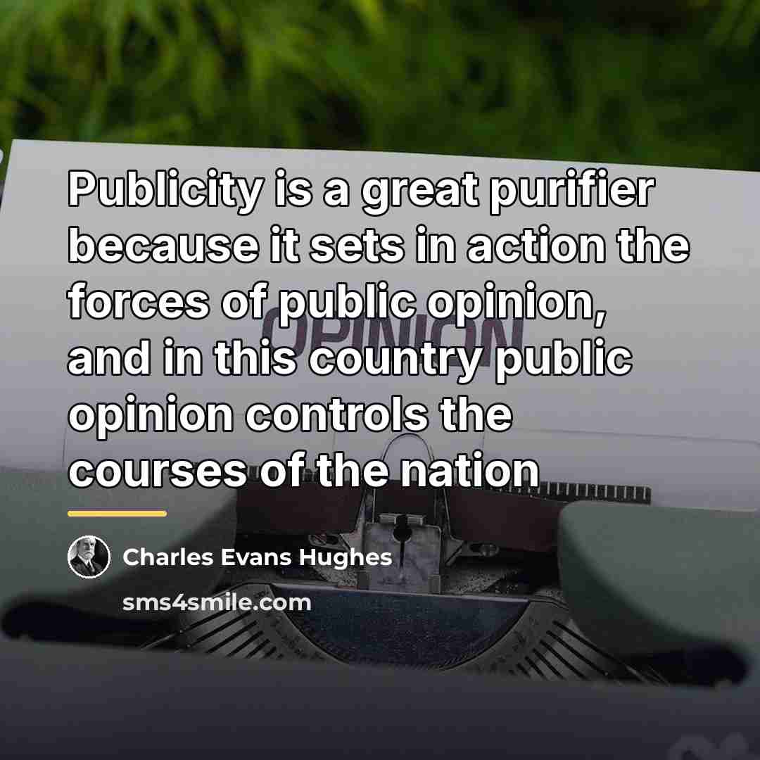 “Publicity is a great purifier because it sets in action…” quote by Charles Evans Hughes