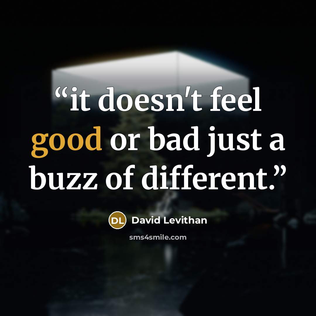 “it doesn't feel good or bad just a buzz of different.” quote by David Levithan