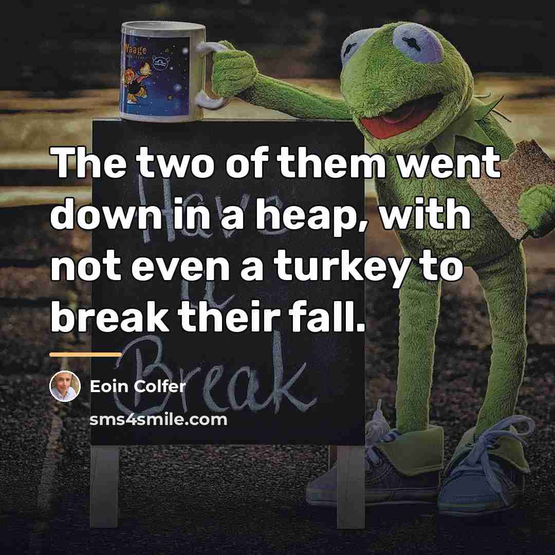 “The two of them went down in a heap, with…” quote by Eoin Colfer