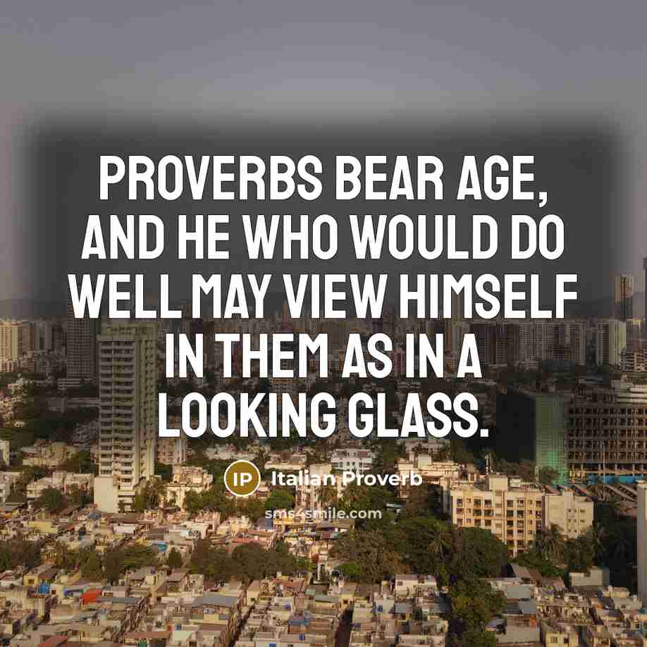 “Proverbs bear age, and he who would do well may…” quote by Italian Proverb