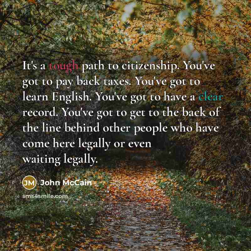“It's a tough path to citizenship. You've got to pay…” quote by John McCain