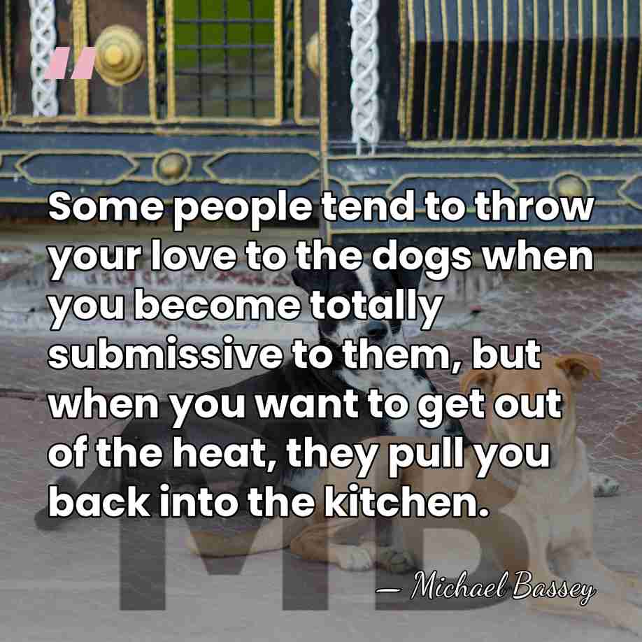 Some people tend to throw your love to the dogs when you&hellip; - Michael Bassey