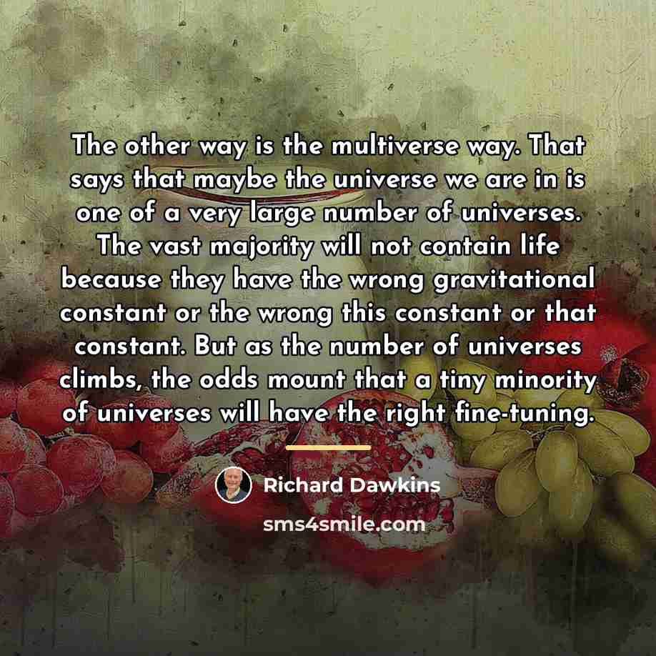 “The other way is the multiverse way. That says that…” quote by Richard Dawkins