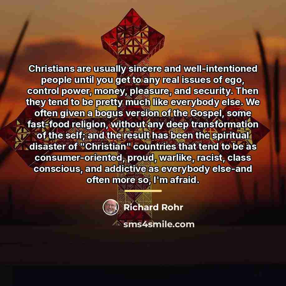 “Christians are usually sincere and well-intentioned people until you get…” quote by Richard Rohr