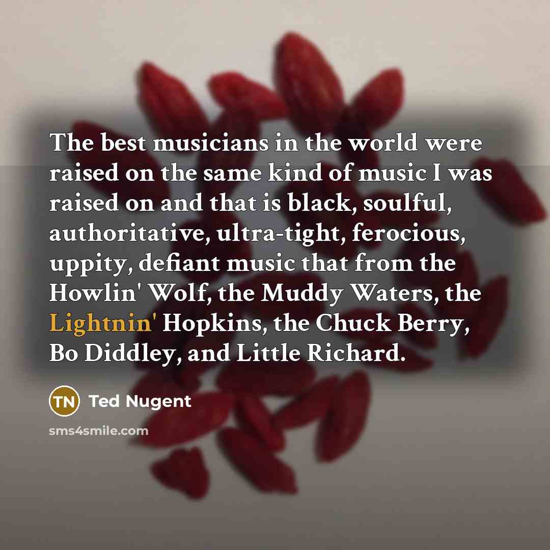 “The best musicians in the world were raised on the…” quote by Ted Nugent