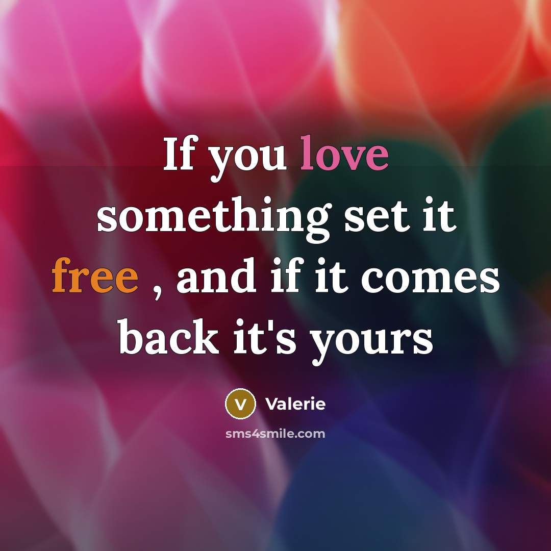 “If you love something set it free , and if…” quote by Valerie
