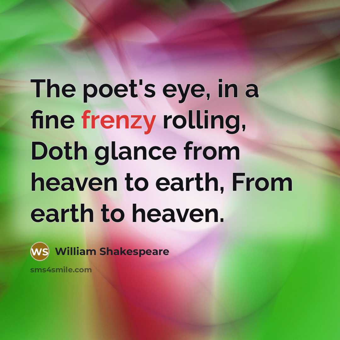 “The poet's eye, in a fine frenzy rolling, Doth glance…” quote by William Shakespeare