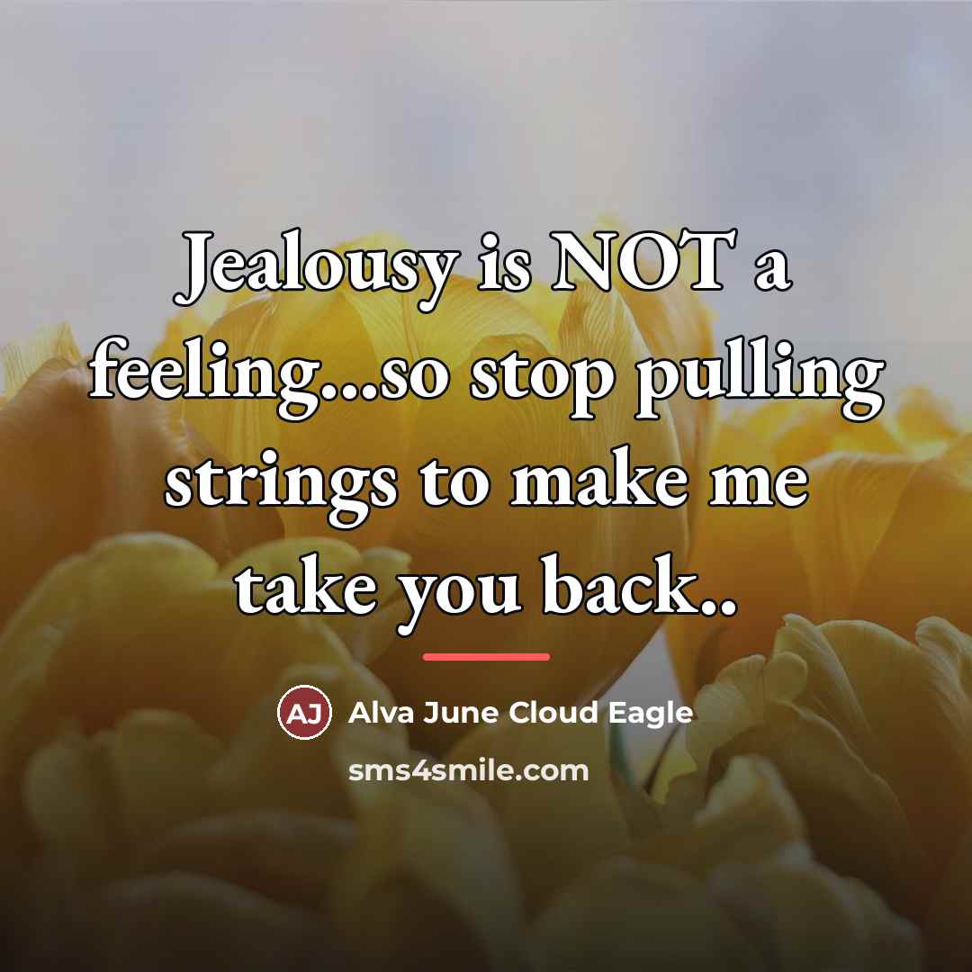 “Jealousy is NOT a feeling...so stop pulling strings to make…” quote by Alva June Cloud Eagle