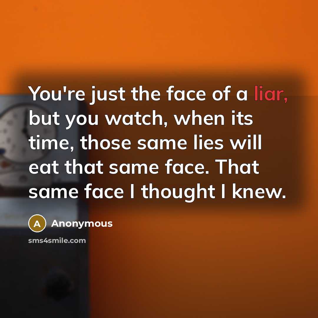 “You're just the face of a liar, but you watch,…” quote by Anonymous