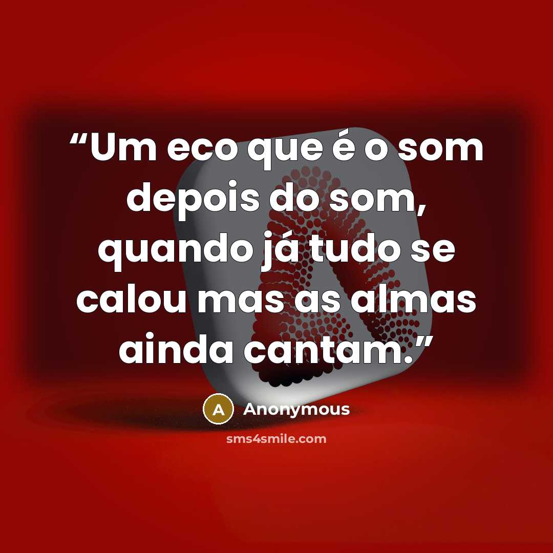 “Um eco que é o som depois do som, quando já tudo se calou mas as almas ainda cantam.” quote by Anonymous