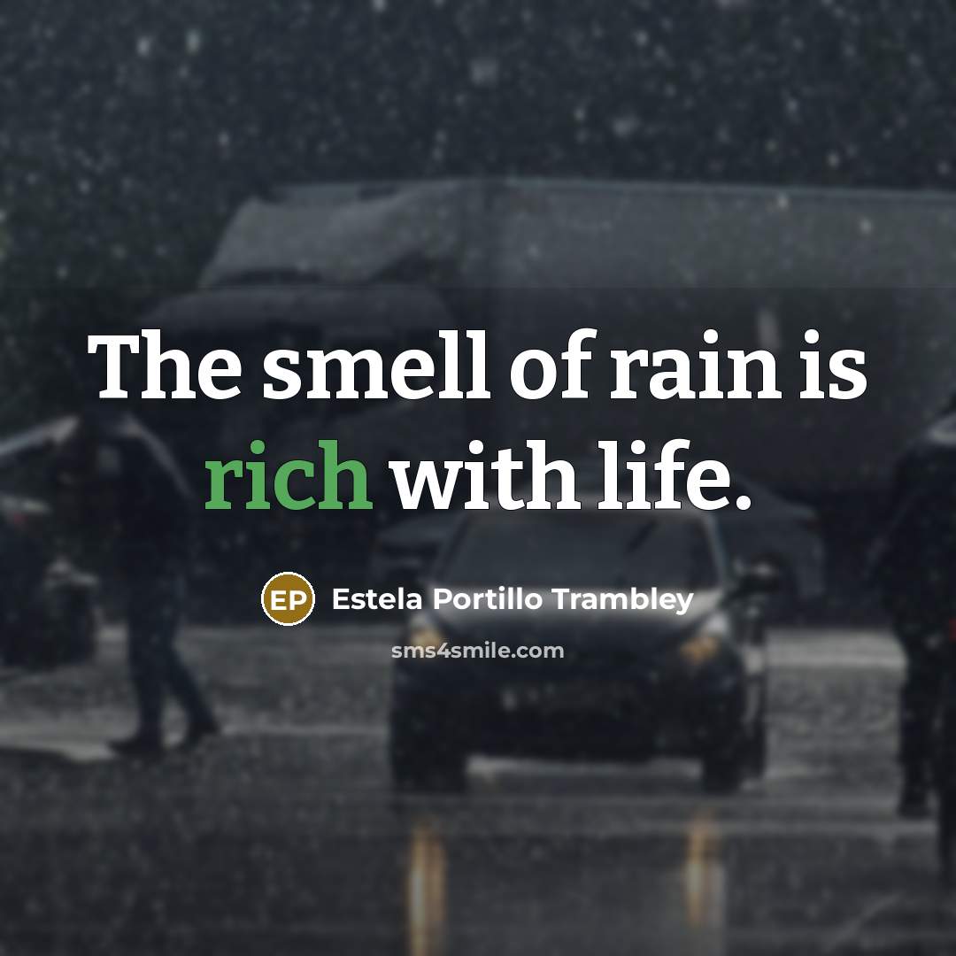 “The smell of rain is rich with life.…” quote by Estela Portillo Trambley