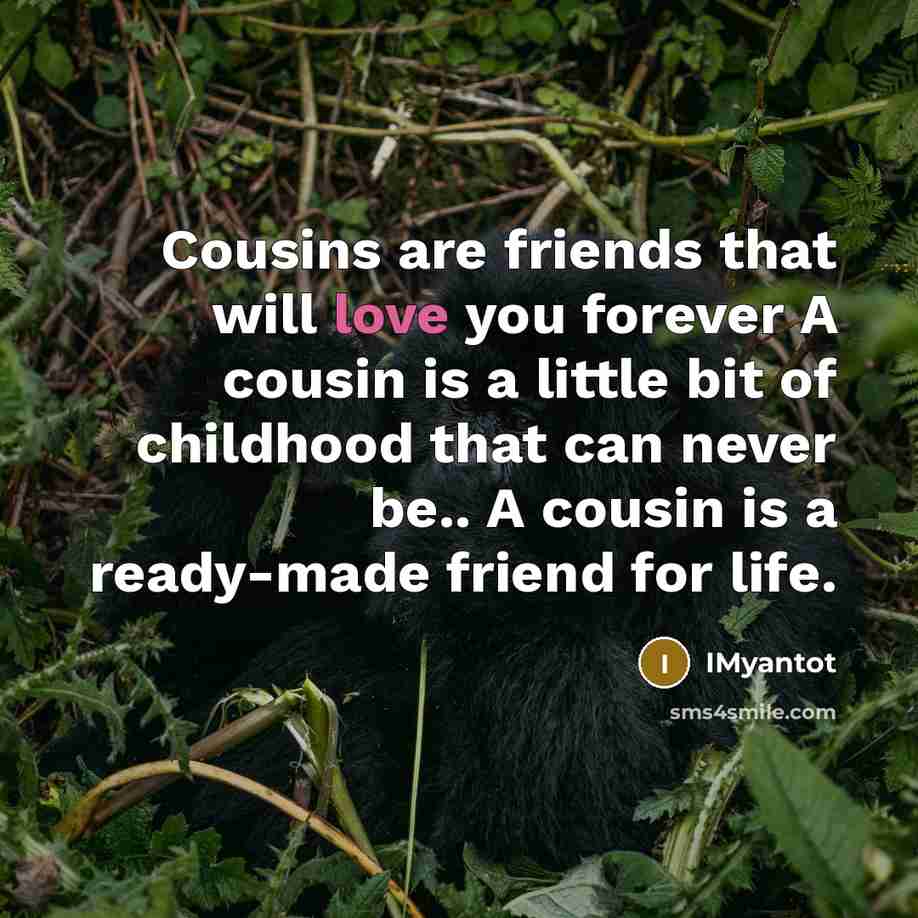 “Cousins are friends that will love you forever A cousin…” quote by IMyantot