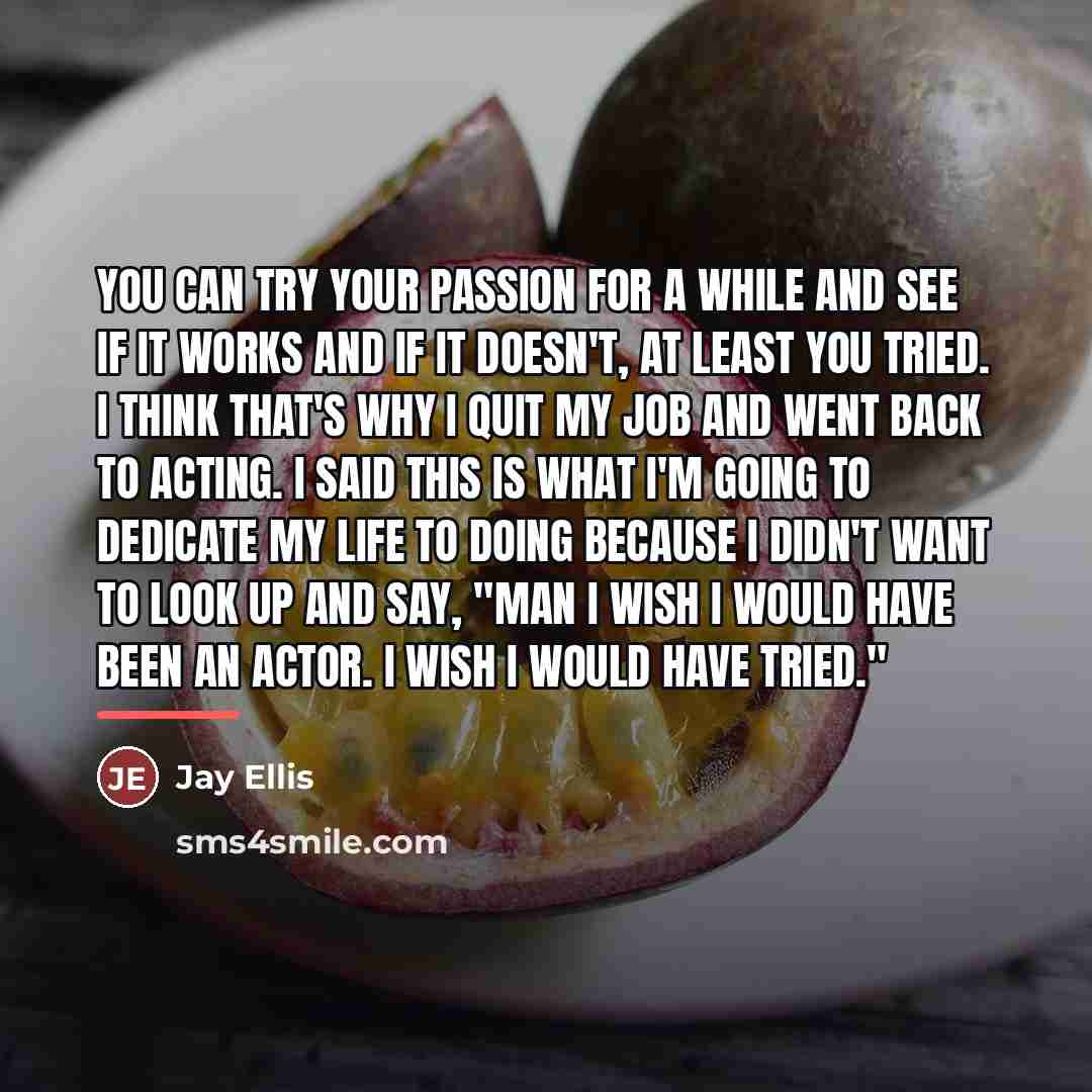 “You can try your passion for a while and see…” quote by Jay Ellis